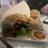 Pastrami burger with fries  at Krowarzywa - Hoza in Warsaw