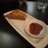 Lentil sambousa  at Mesob Ethiopian Restaurant in Denver
