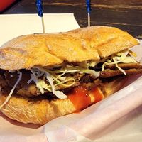 Vegan option with amazing house made seitan at Devil's Dill Sandwich Shop in Portland