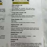 The Indian main dishes. The menu has much more types of food, too. All vegan!  at Veganapati in Lisbon