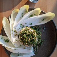 Cashew burrata with endives and white balsamic vinegar. at St. Elsewhere in Ottawa