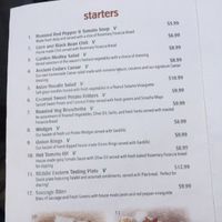 Menu Starters at Ancient Cedars Cafe in Tobermory