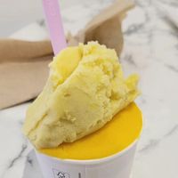 This one was the mango flavor, but they always specify which flavors are vegan-friendly 😋 at Nani's Gelato in Markham