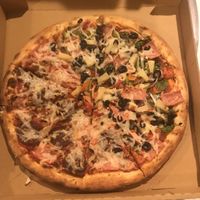 Half ultimate combo & half meat lover   at Vegan Pizza in Garden Grove
