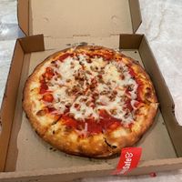 Sausage pizza. Delivered   at Vegan Pizza in Garden Grove