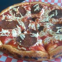 Vegan Pepperoni Pizza at Vegan Pizza, Anaheim, CA at Vegan Pizza in Garden Grove