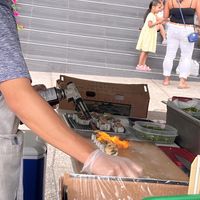 Making the Skallop roll  at Vegan Mirai in San Diego