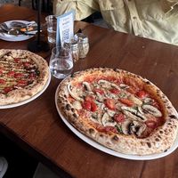 Pizza with vegan cheese  at Strapoli Pizzeria in Chicago