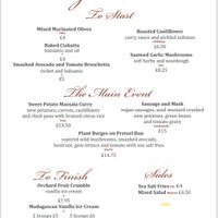 Vegan menu  at The Waggon Inn in Oldham