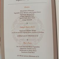 Set menu (request vegan) at Royal Baths Chinese Restaurant in Harrogate
