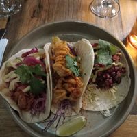 Trio of plant based tacos at Bowery Kitchen and Bar in Katoomba