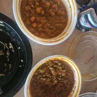 Chana masala and their vegan eggplant dish at Tasty Tandoori Grill in Vanderhoof