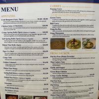 Menu pg 1  at Phikul Thai Bistro in Kansas City