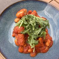 Sausage and butter bean dish   at Le Petit Vert in Farnsfield