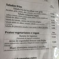 Menu  at Restaurante Moinho de Maré in Almada