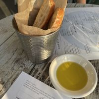 Bread and olive oil before our meal (vegan-friendly too)  at Spain Wine Bar in Ocean City