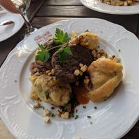 Traditional German Klöße, but vegan at Die Weinstube Nachhaltig Geniessen in Zeltingen