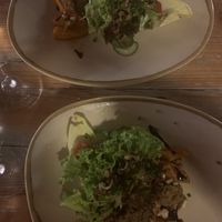 1st course - Salad with lukewarm pumpkin and boulettes  at Die Weinstube Nachhaltig Geniessen in Zeltingen