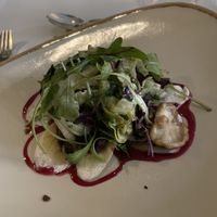 Mushroom carpaccio, olive tapenade, salade, vinaigrette & fried shiitake    at Die Weinstube Nachhaltig Geniessen in Zeltingen