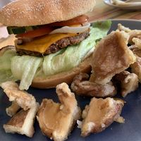 Nicolay 3.0 burger + fried shiitakes (not recommended)  at Die Weinstube Nachhaltig Geniessen in Zeltingen