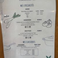 Menu with clearly marked vegan options  at Ô Saveurs du Tibet in Toulouse