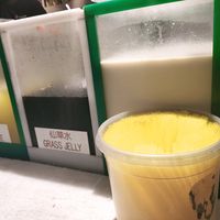 Vegan soya milk, grass jelly, lime juice at SIN - Soya Bean - T1 in East Singapore