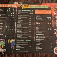 Drinks menu at Banana Tree in Bath