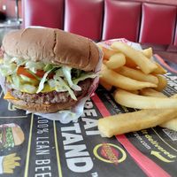 Impossible burger & fat fries at Fatburger in Compton
