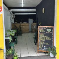 Menu board and eating area  at Cielo Verde  in Puerto Vallarta