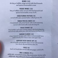 snack menu at Cedar Point Bar and Kitchen in Philadelphia