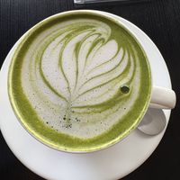Matcha latte with soy milkk  at Haha Japanese Bakery and Cafe in Leh