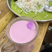 Vegan Rose milk  - we finished the tasty thali too quickly 😅  at No Oil No Boil Restaurant - அடுப்பில்லா எண்ணெயில்லா உணவகம் in Chennai