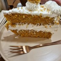 Carrot cake - looks good but was dry (and salty) at Natury in Barcelona