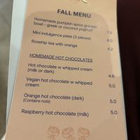 fall menu  at Petit by Sam in The Hague