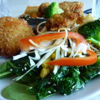 Buffet plate at Pepper Tree Veggie Cuisine in Houston