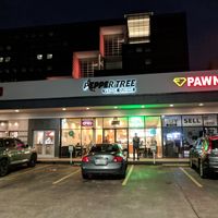 Exterior, showing the sign above. at Pepper Tree Veggie Cuisine in Houston