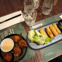 Sweetcorn fritters and spring rolls #Veganuary at Banana Tree in Reigate