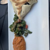 Spinach empanadas, muhammarah, tabbouleh   at Byblos in Mallorca
