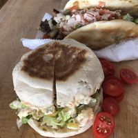 Red lentil burger  at That Family Feeling in Irvington