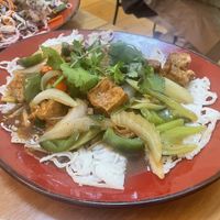 Crispy rice noodles with tofuu  at Nem Viet in Castlemaine