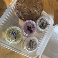 Variety of vegan raw cheesecakes, and ginger molasses cookie  at Great Full Gardens Cafe & Eatery in Reno