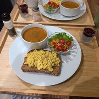 Vegan eggs set breakfast! at The Kind  in Kyoto