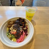 Aloo Need Is Love bowl & Turmeric Ginger Lemonade homemade juice  at RASA in Arlington