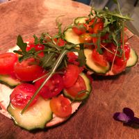 Houmous, tomato and cucumber bagel ?  at Bagel in Mallorca