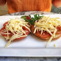 Cheese and tomato bagel  at Bagel in Mallorca