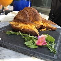 Vegan croissant with vegan cheese. at Bagel in Mallorca