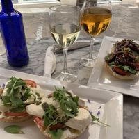 Mozzarella bagel and teriyaki seitan. Wine and beer. at Bagel in Mallorca