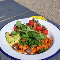Hash with tomato instead of egg at Sailbox in Folkestone