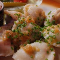 Black lentil and mushroom pierogi  at Kemuri in Reykjavik