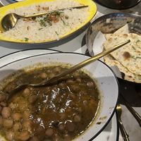 Pindi chole with garlic naan bread  at Atithi Indian Restaurant Eindhoven in Eindhoven
